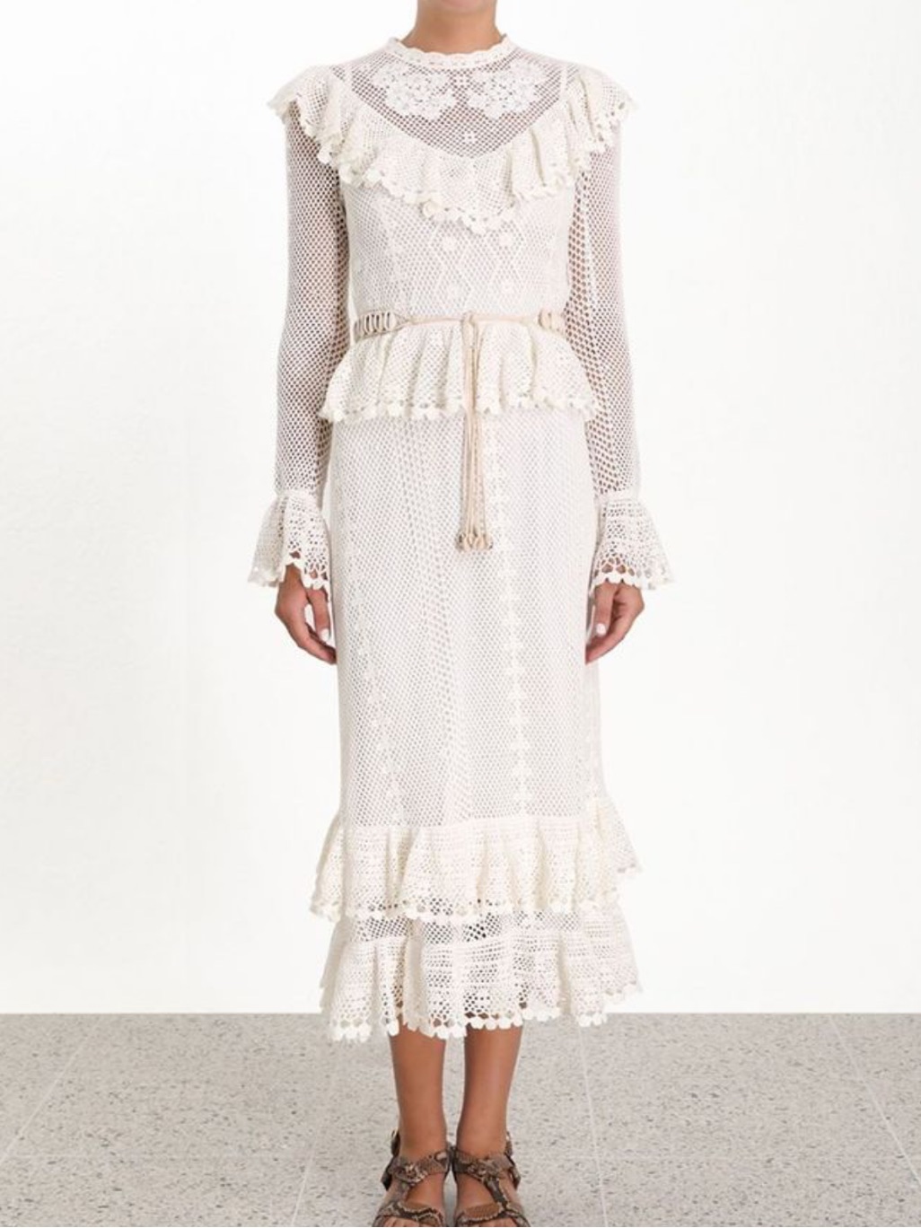 Zimmermann Allia Crochet Maxi Dress Beach Coverup In Ivory — image 6 of 6